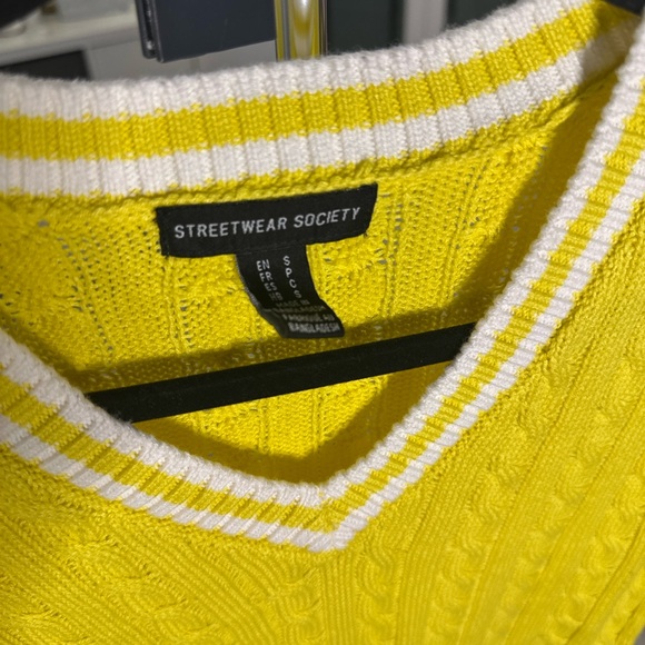 Streetwear Society Yellow V-Neck Sweater Vest - Picture 3 of 5